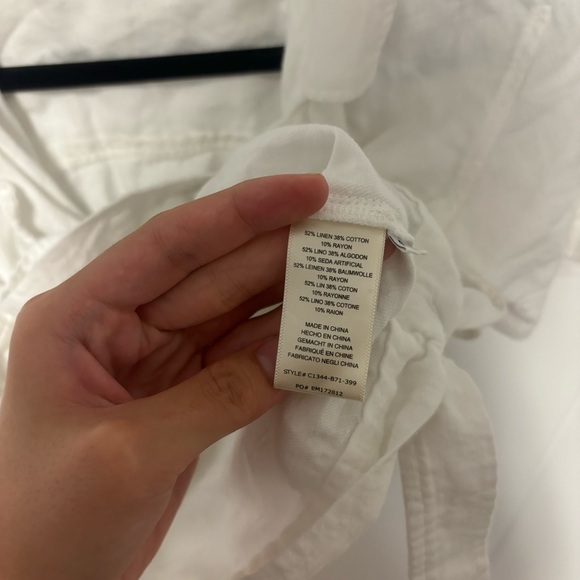 Anthropologie Cloth & Stone Wrap-Front White LinenCrop Top Small - Picture 6 of 8